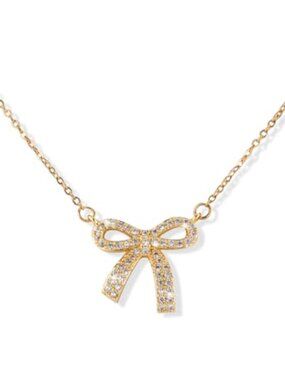 Bow Necklace,‎ Dainty Ribbon Bowknot Chain Necklace Cute Fashion Bowtie
